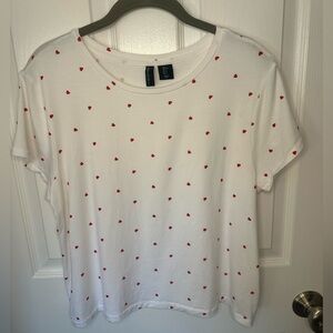 Cynthia Rowley Womens Top Large Pima Cotton Blend Hearts Valentines Day Dainty